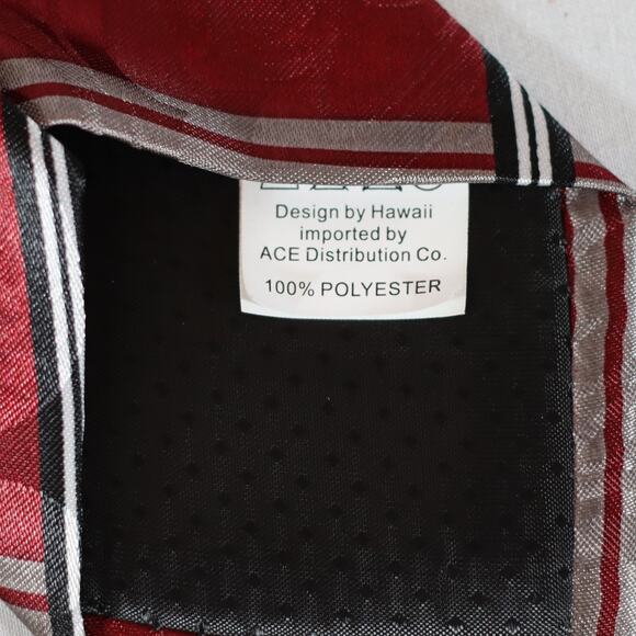 Tropical Hawaii Mens Neck Tie Sangria Red Plaid And Palm Trees - Picture 8 of 8